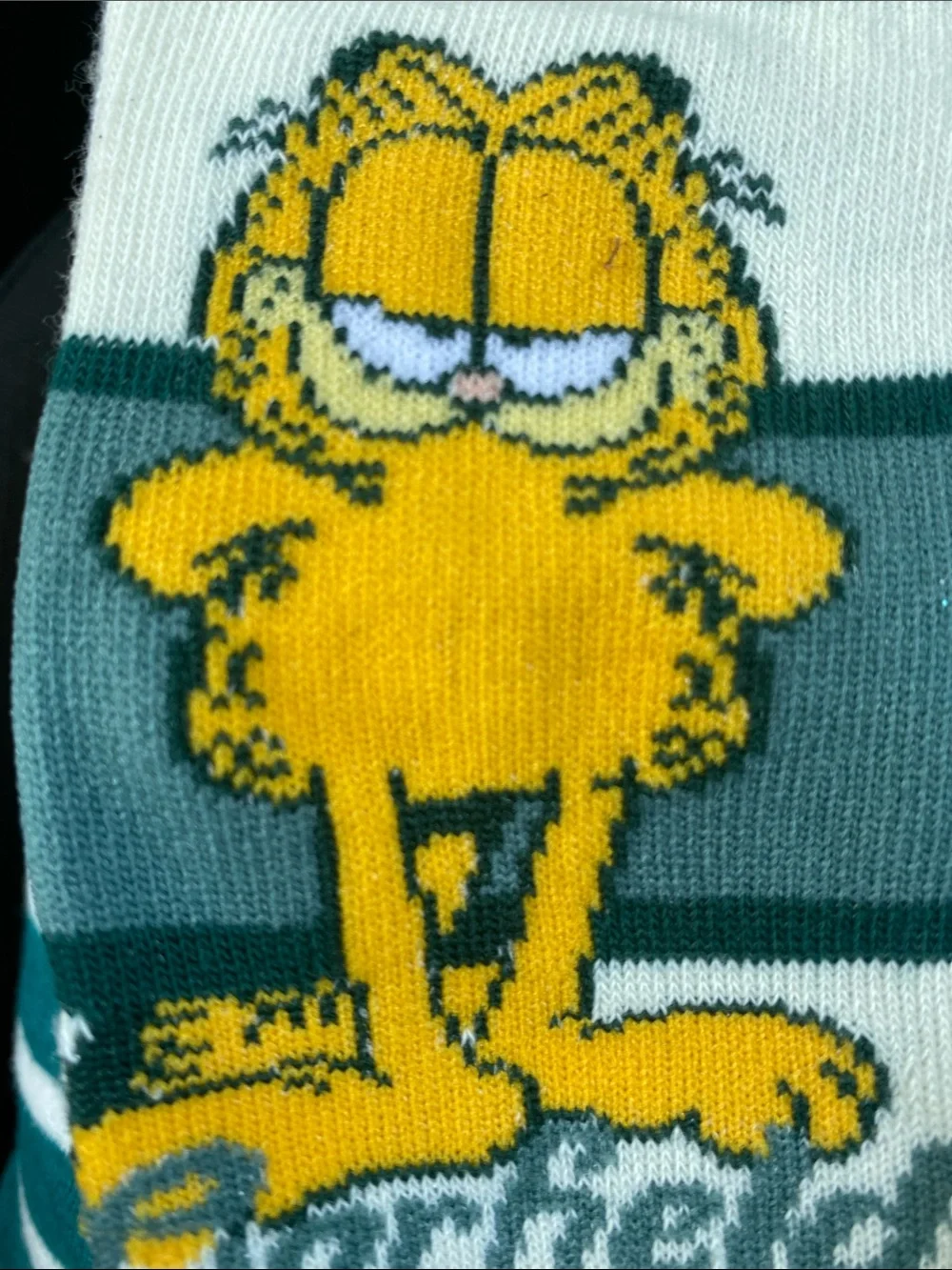 Garfield Men's Crew Socks in Green and Yellow - Official Nickelodeon